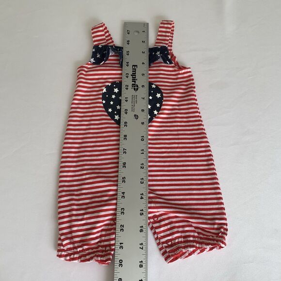 Celebrate Patriotic Romper Bodysuit Baby Girl 6-9M Red White Blue Ruffle Flag - Picture 7 of 7